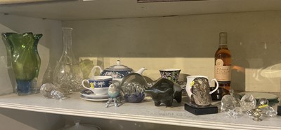 Lot 277 - Wedgwood 'Blue Siam' teapot and cup and saucer, ornaments, glass and sundries