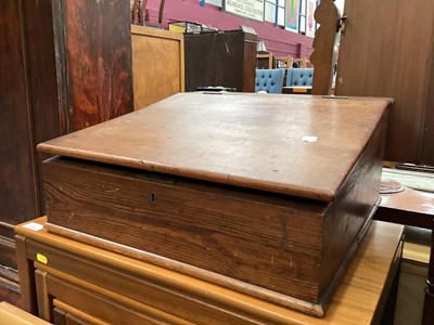 Lot 1503 - Old pine and mahogany writing slope, 48.5cm wide, 51cm deep, 22.5cm high