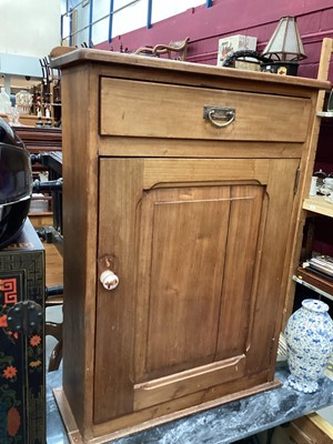 Lot 1509 - Early 20th century cabinet with single drawer and panelled door below, 67cm wide, 27cm deep, 96cm high