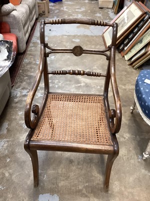 Lot 1513 - Nineteenth century mahogany bar back elbow chair with cane seat