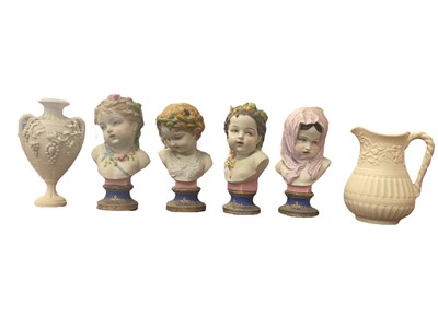 Lot 156 - Set of four 19th century continental porcelain busts depicting the four seasons, each on a socket base.