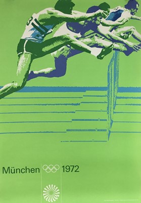 Lot 77 - Albrecht Gaebele Munich 1972 Olympics Poster, Hurdles, 84cm x 59cm, unframed