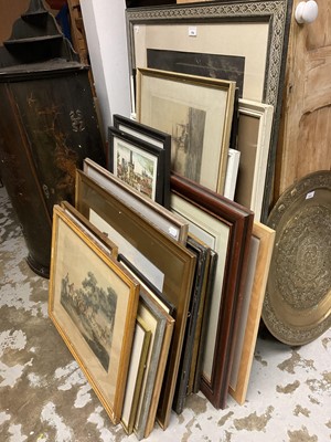 Lot 776 - Large quantity of decorative pictures to include 19th engravings, moorland watercolours, prints and other decorative works (approximately 30)