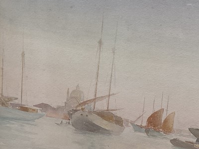 Lot 178 - Of local interest: Charles Cheston (1882-1960) watercolour, The Guidecca, Venice, signed, 23 x 33cm, Royal Society of Watercolourists label verso, glazed frame