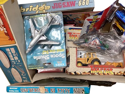 Lot 1878 - Revell Power Aces kits, RoadChamps Flyers WWII Fighters, games and other toys (3 boxes)