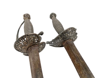 Lot 901 - Two Georgian silver hinted small swords (cut down)