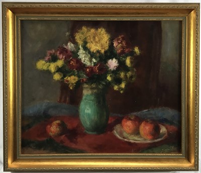 Lot 213 - Paul Szucs (1906 - 1969) Hungarian, oil on canvas still life study, 45cm x 55cm, in gilt frame