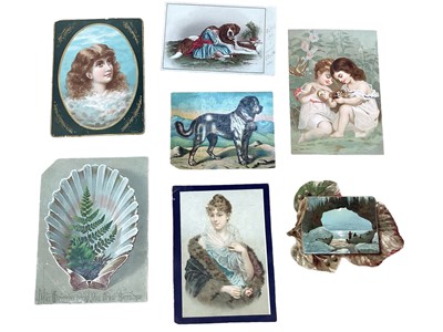 Lot 1444 - Chromolithographs in album including children, animals etc.