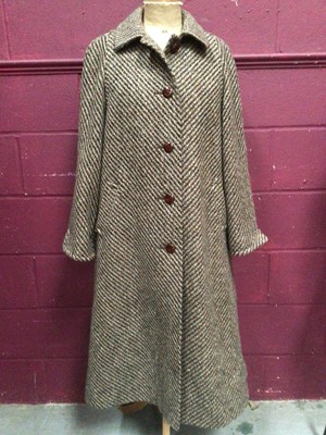 Lot 2089 - Aquascutum women's wool tweed overcoat with attached scarf.