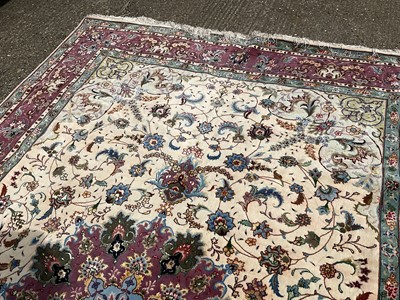 Lot 1579 - Good quality Tabriz part silk rug, approximately 200cm x 300cm