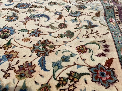 Lot 1579 - Good quality Tabriz part silk rug, approximately 200cm x 300cm