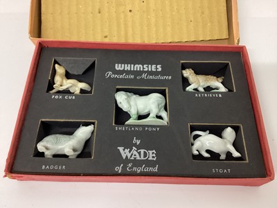 Lot 1252 - Collection of Wade Whimsies and other Wade figures to include Sooty and Sweep, three 1950s boxed first whimsies