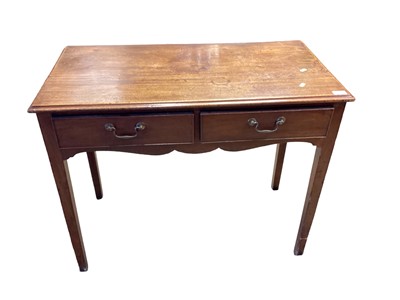 Lot 1279 - 19th century mahogany side table with two drawers, on square taper legs