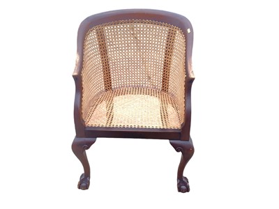 Lot 1267 - 1920s bergere arm chair on cabriole legs with claw and ball feet