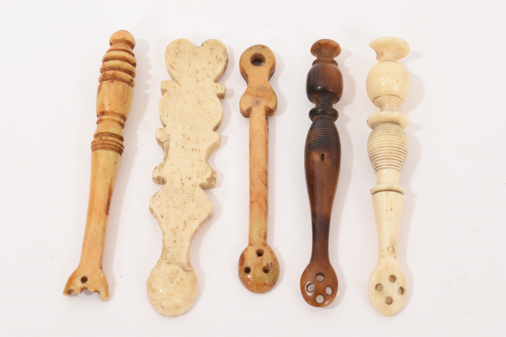 Lot 889 - Group of five rare turned bone and horn