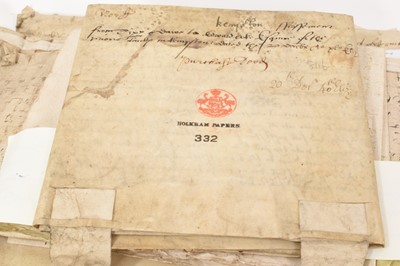 Lot 803 - Of Norfolk and Sir Edward Coke (1552-1634) interest: Large archive of indentures on vellum and paper