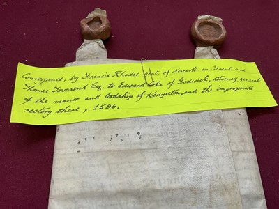 Lot 803 - Of Norfolk and Sir Edward Coke (1552-1634) interest: Large archive of indentures on vellum and paper