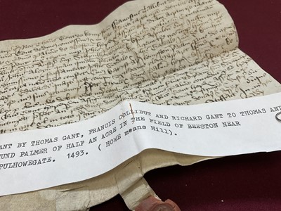 Lot 803 - Of Norfolk and Sir Edward Coke (1552-1634) interest: Large archive of indentures on vellum and paper