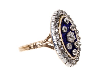 Lot 459 - George III diamond and enamel navette form ring