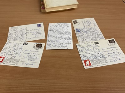 Lot 1704 - Mary Norton - The Borrowers, early edition 1953, signed and dedicated by the author, together with a hand signed Dutch edition and also five postcards from the author. Provenance: by family descent...