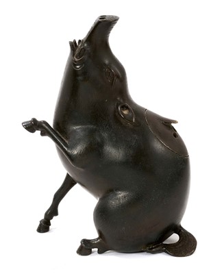 Lot 814 - 19th century Japanese bronze censer in the form of a seated boar