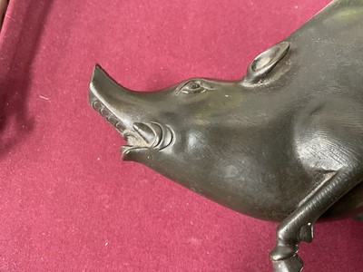 Lot 814 - 19th century Japanese bronze censer in the form of a seated boar