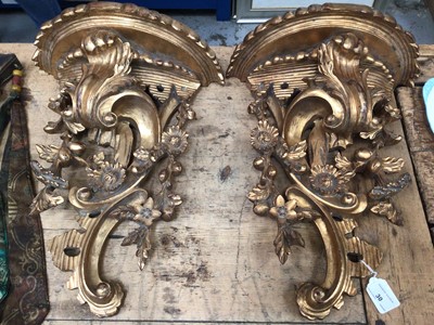 Lot 30 - Pair of rococo style gilt wall brackets