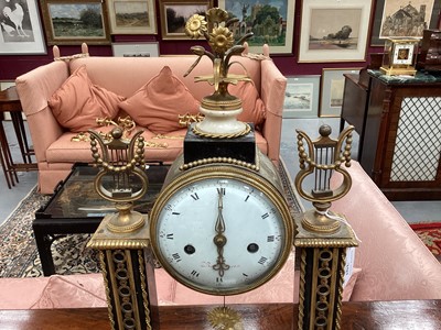 Lot 707 - Early 19th century French Louis XVI-style marble and ormolu mantel clock