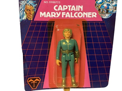 Lot 92 - Bandai (c1983) Gerry Anderson & Christopher Burrs Terrahawks action figures including Captain Mary Falconer No.0988723, Lieutenat Hawkeye No.0988724, Doctor Ninestein No.0988721, Space Sergeant 101...