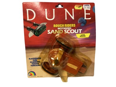 Lot 23 - LJN (c1984) Dune motorised Sand Scouts including Sand Crawler, Sand Roller & Sand Tracker No.s 8020 (complete set), plus Feyd action figure, all on card with bubblepack (4)