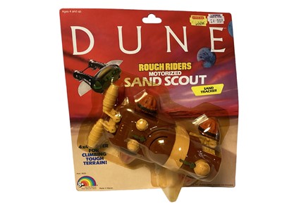 Lot 23 - LJN (c1984) Dune motorised Sand Scouts including Sand Crawler, Sand Roller & Sand Tracker No.s 8020 (complete set), plus Feyd action figure, all on card with bubblepack (4)