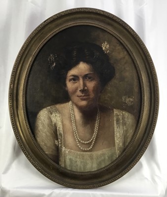 Lot 196 - English School oil on canvas laid on board - A 'Flapper' dancer of the 1920s, oval