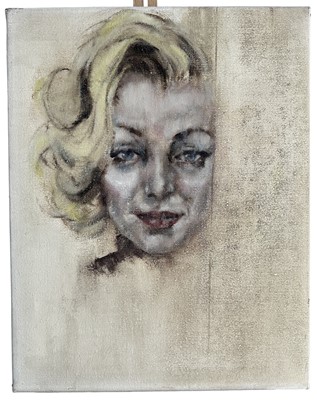 Lot 196 - Tony Young, contemporary, oil on canvas, Portrait of Marilyn, signed, titled and dated '73 verso, 45cm x 36cm, unframed