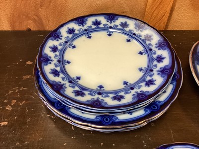 Lot 74 - Late Victorian Art Nouveau Ford & Sons 'Dudley' pattern flow blue and white dinner service