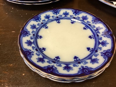 Lot 74 - Late Victorian Art Nouveau Ford & Sons 'Dudley' pattern flow blue and white dinner service