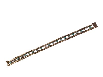 Lot 56 - 14ct gold opal and turquoise cabochon bracelet