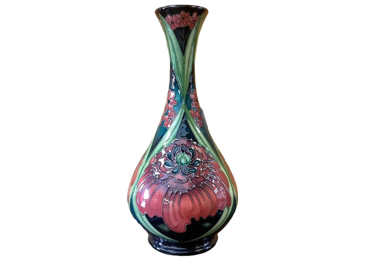 Lot 1138 - Moorcroft pottery vase decorated in the Eve Burgundy pattern, signed Rachel Bishop, dated 2008, 23.5cm high