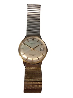 Lot 71 - 1970s Gentleman's Longines 18ct gold wristwatch with circular dial, applied gilt arrow markers in gold plated case, 34mm diameter