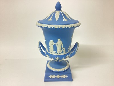 Lot 1266 - Wedgwood jasperware campana urn and cover