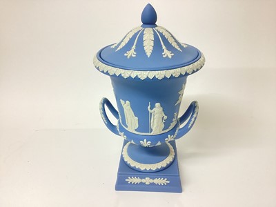 Lot 1266 - Wedgwood jasperware campana urn and cover