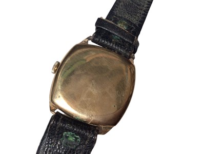 Lot 78 - 1930s 9ct gold cased W. Benson Longines wristwatch on leather strap, together with a gold plated Ingersoll wristwatch (2)
