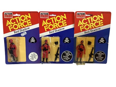 Lot 12 - Palitoy Action Man Action Force  Cobra & Red Shadow (Three Versions) (x3), on card with blister pack (4)