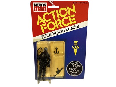 Lot 15 - Palitoy Action Man Action Force S.A.S. Squad Leader & S.A.S.Commando (x3), on card with blister pack (4)