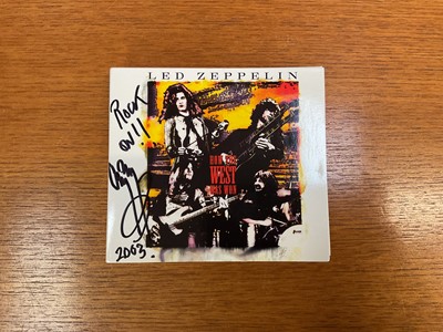 Lot 2202 - Led Zeppelin CD signed by Jimmy Page and dated 2003 - given to the vendor to raise money for charity - money raised will be donated to a children's cancer charity