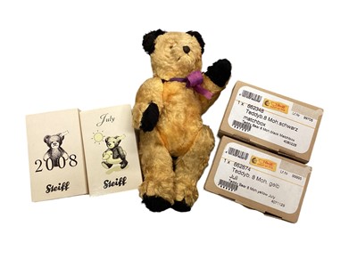 Lot 1939 - Steiff musical blond Teddy no. 673856, boxed plus small Steiff teddys 662348 and 662874 both boxed and a small mohair teddt bear.