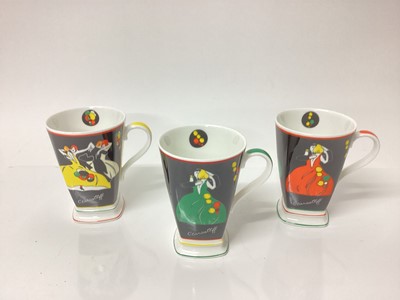 Lot 1208 - Wedgwood Clarice Cliff limited edition plate - Windmill, 20cm diameter. together with six mugs