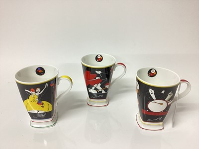 Lot 1208 - Wedgwood Clarice Cliff limited edition plate - Windmill, 20cm diameter. together with six mugs