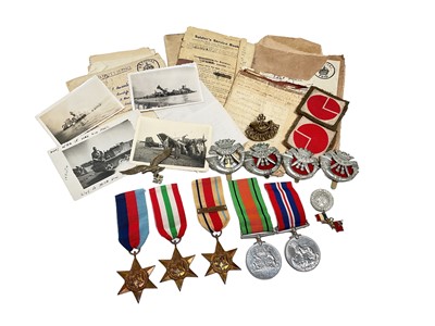 Lot 721 - Second World War medal group comprising 1939 - 1945 Star, Africa Star with 1st Army Clasp, Italy Star, Defence and War medals, together with paperwork and ephemera relating to.