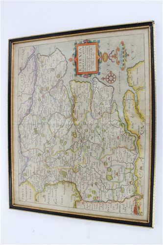 Lot 728 - 17th century Saxton-Kip hand-coloured map of...