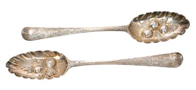 Lot 431 - Pair Georgian Irish berry spoons